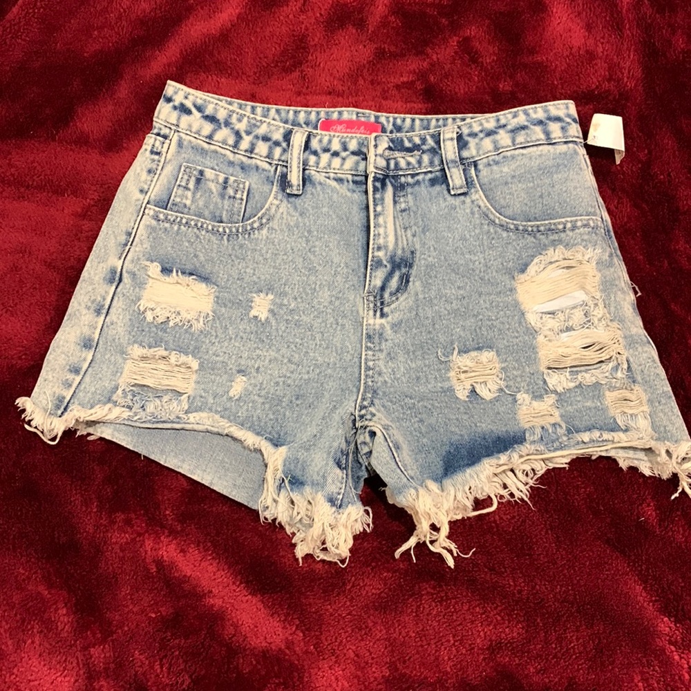 L distressed jean shorts